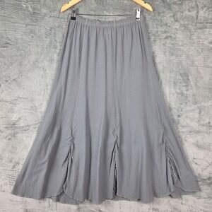 Cottonways Skirt Size 1 S/M Gray Maxi Boho Lagenlook Coastal Ruched Flowy Gauze